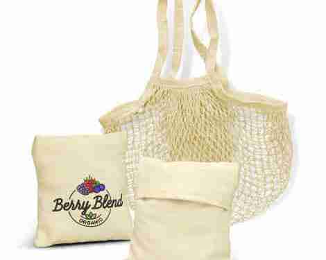 Cotton Mesh Foldaway Tote Bag