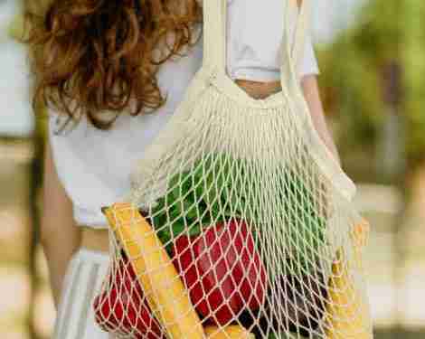 Cotton Mesh Foldaway Tote Bag